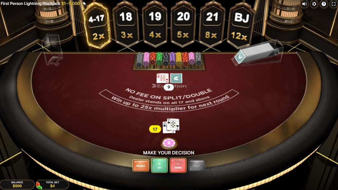 First Person Lightning Blackjack by Evolution